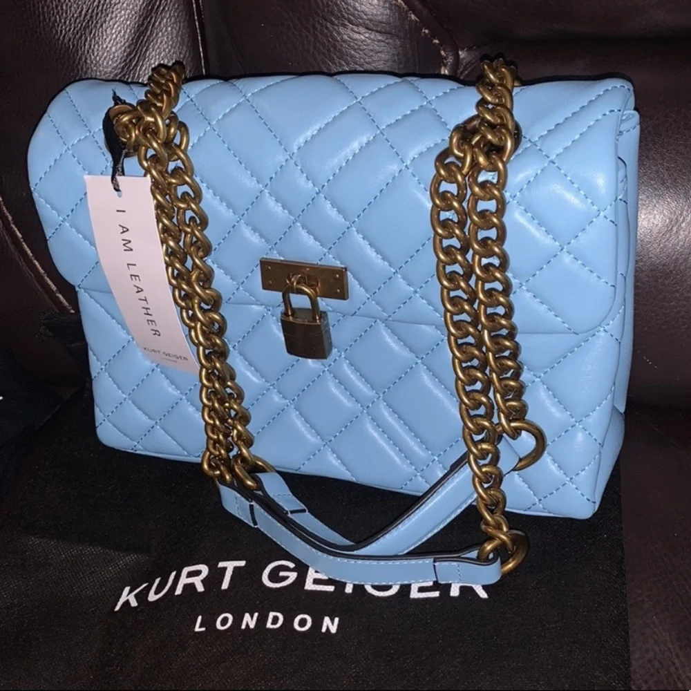 NWT Kurt Geiger London brixton lock a quilted leather adjustable shoulderstrap